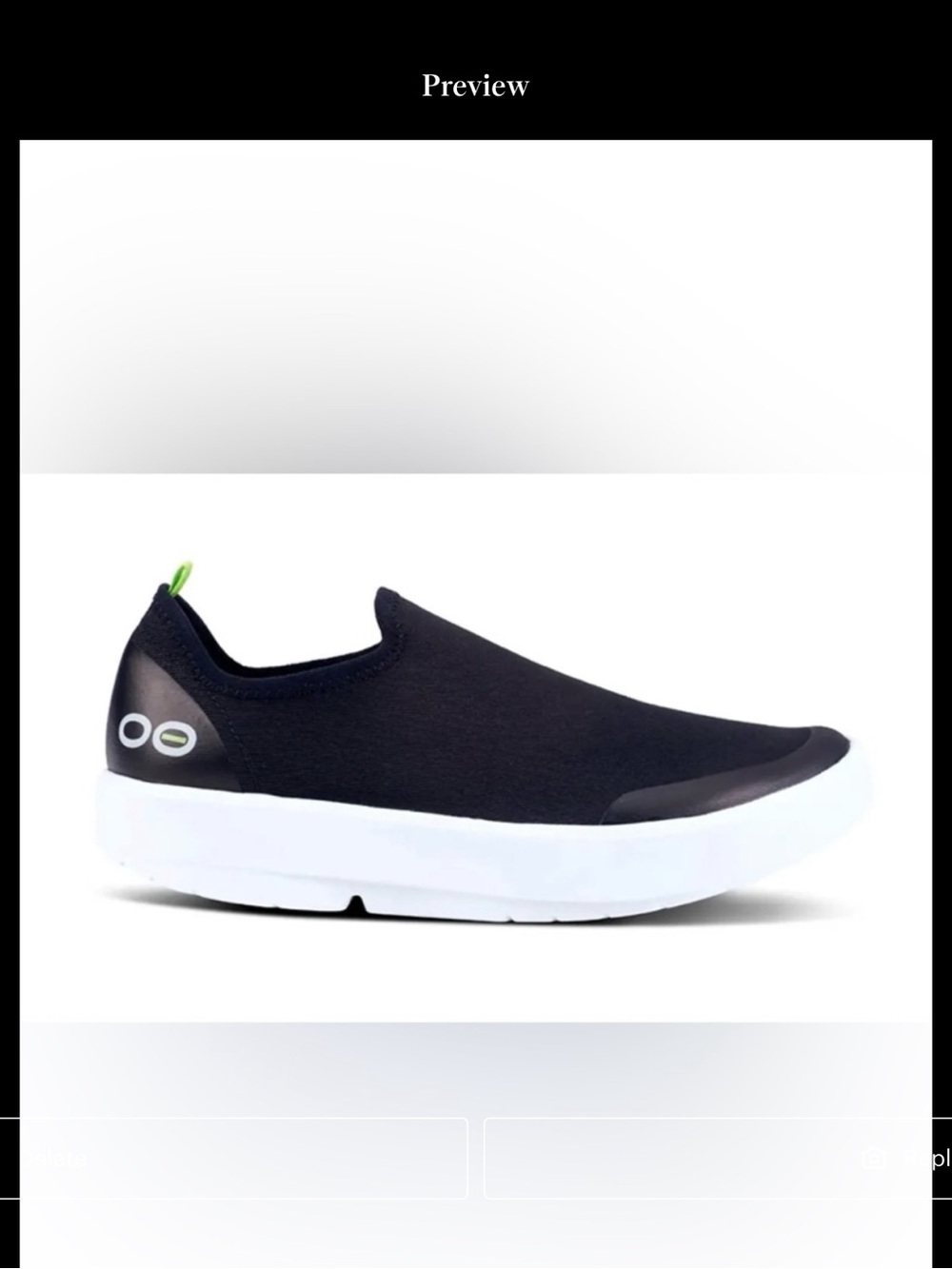 OOFOS OOmg Eezee low Black Slip-On Athletic Shoes.  Gently used SZ 7.5